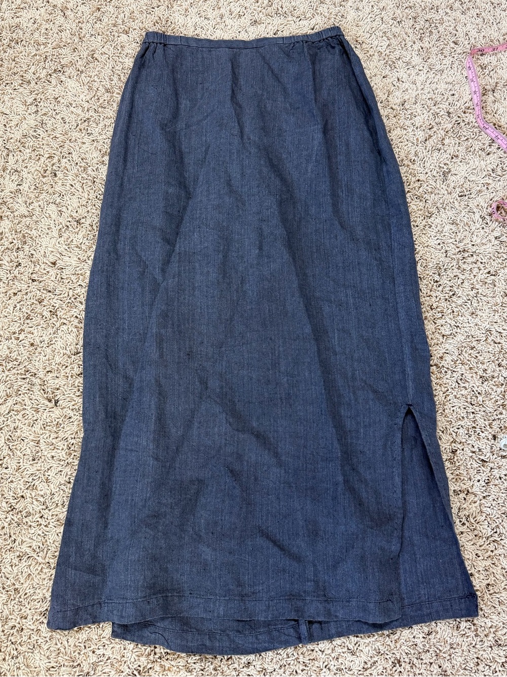 Eileen Fisher Irish Washed Linen Maxi Side Slit Skirt Elastic Waist Size Mediu